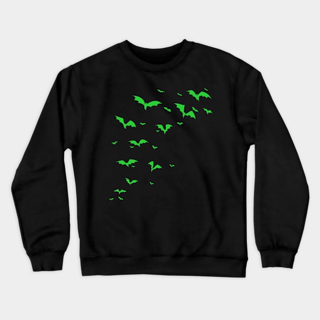 Halloween Green Bats Crewneck Sweatshirt by saradaboru